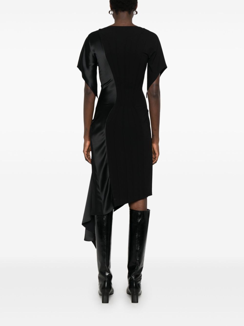 Asymmetrical Black Midi Dress