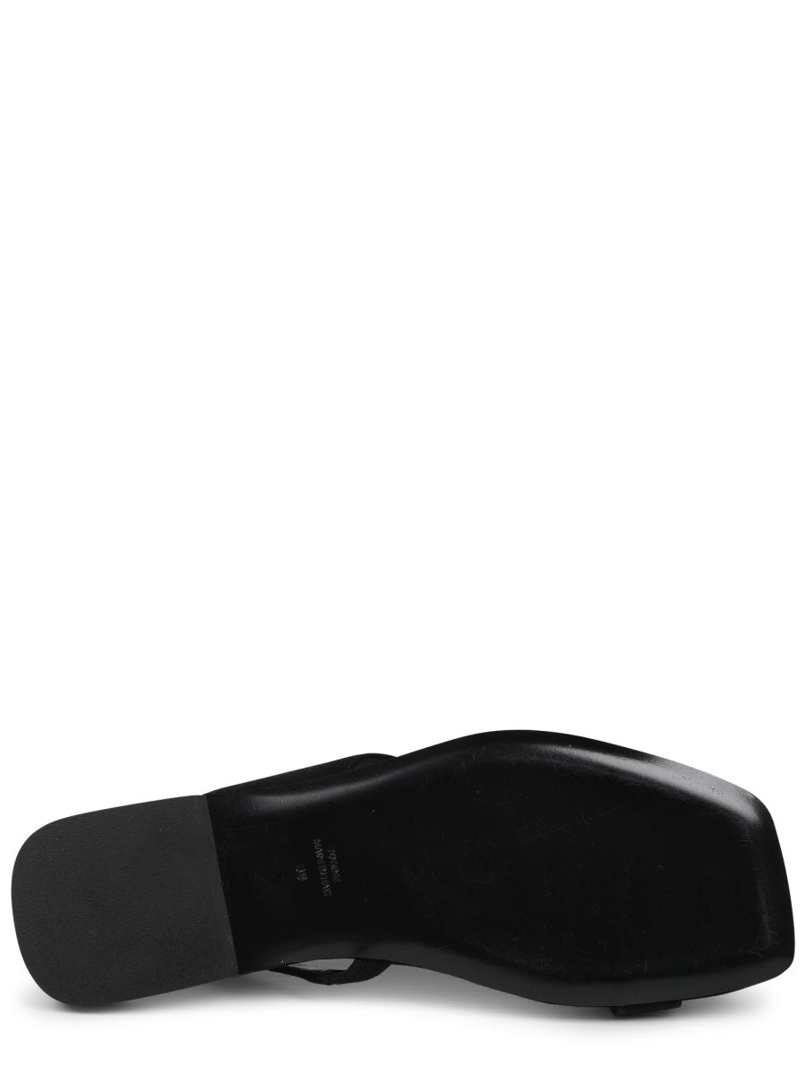Sleek Suede Sandal With Unique Toe Loop Strap