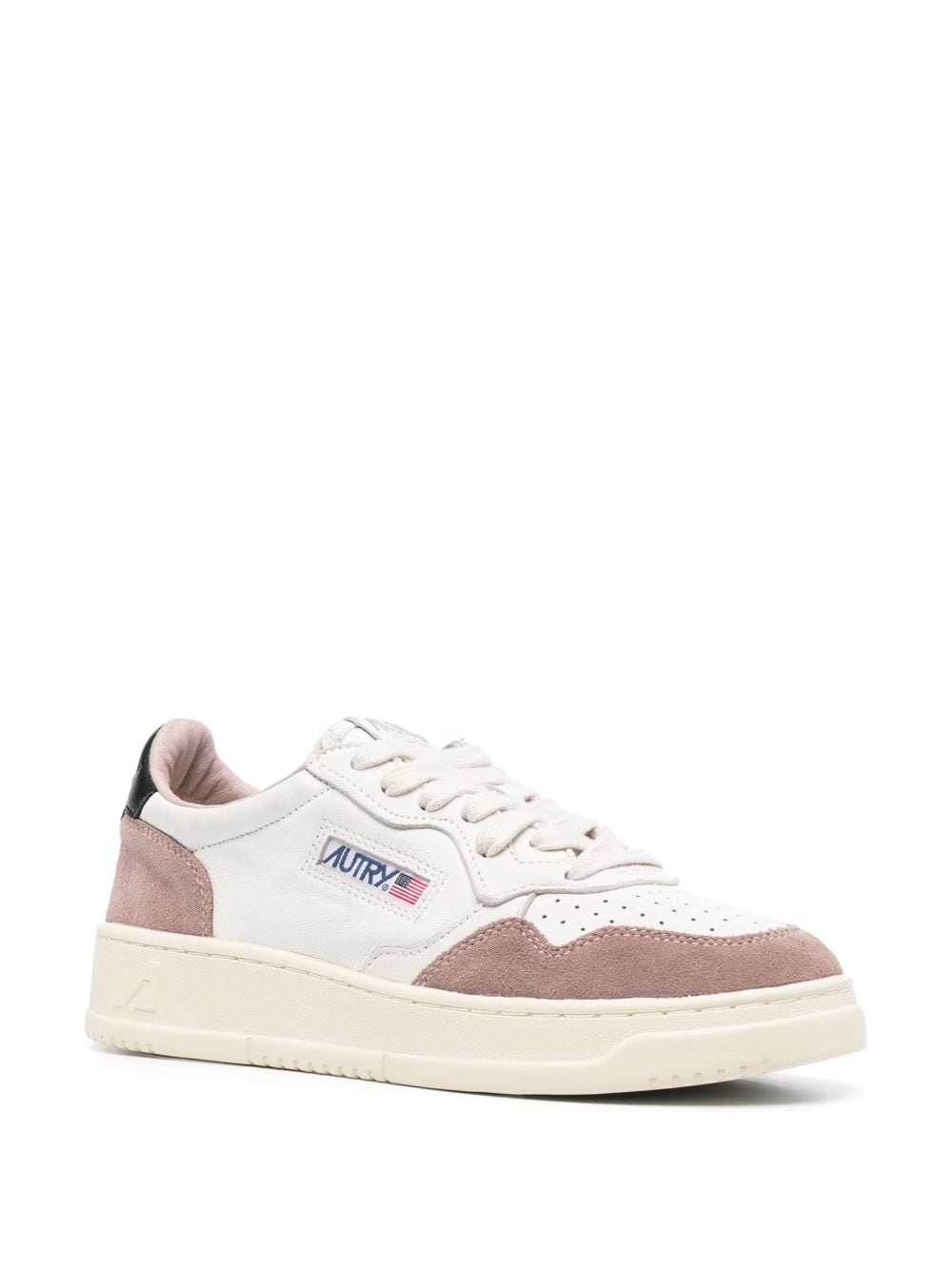 White and Brown Calf Leather and Goat Suede Sneakers