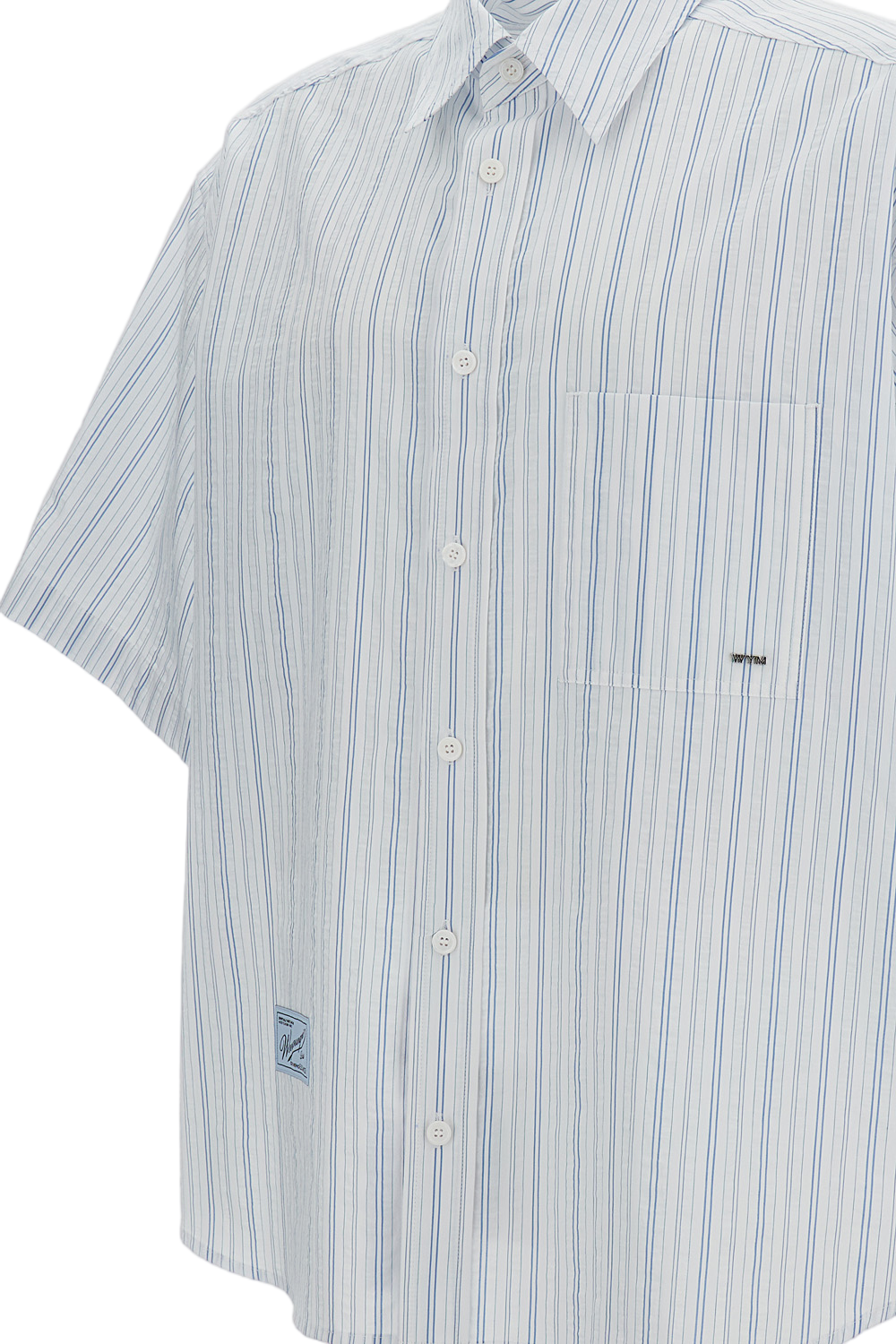 Light Blue Striped Cotton Short-Sleeve Shirt