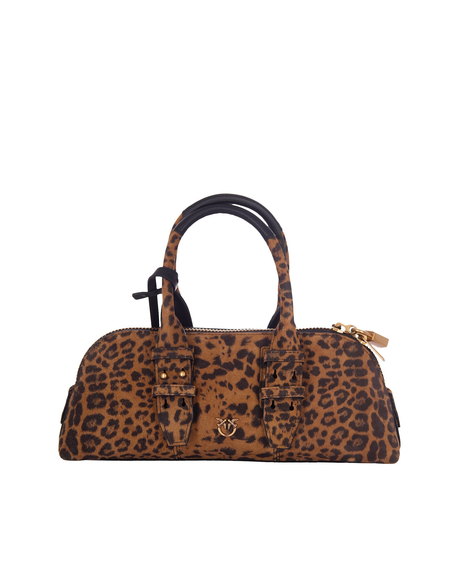 Bowling-Style Escape Bag in Suede with Decorative Lock