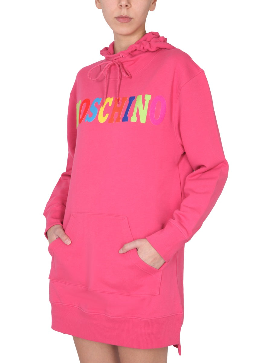 Dress With Multicolor Flocked Logo