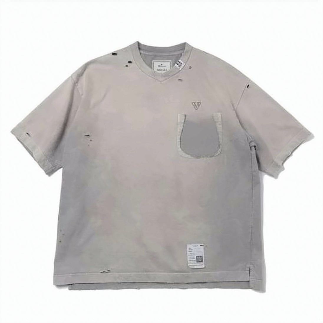 Distressed Black Short-Sleeved T-Shirt With Abstract Graphic