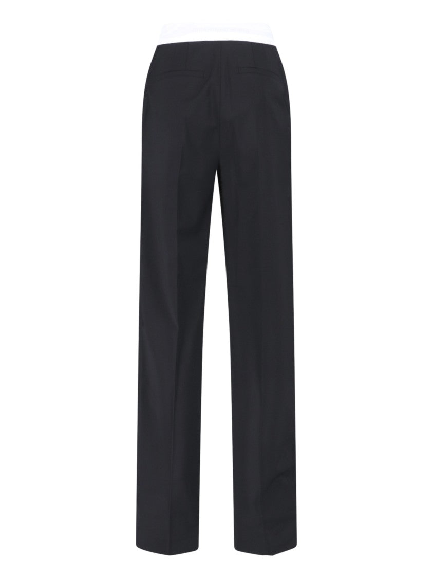 High-Waisted Black Trousers With Contrast Elastic Waistband