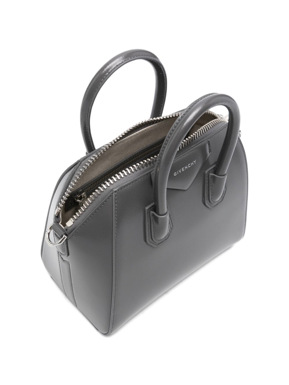 Structured Grey Handbag in Silk and Nylon