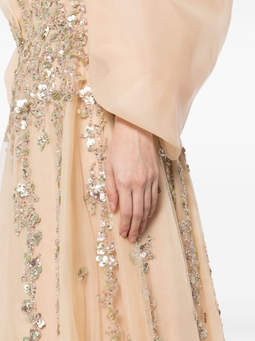 Organza Dress With Dotted Beading
