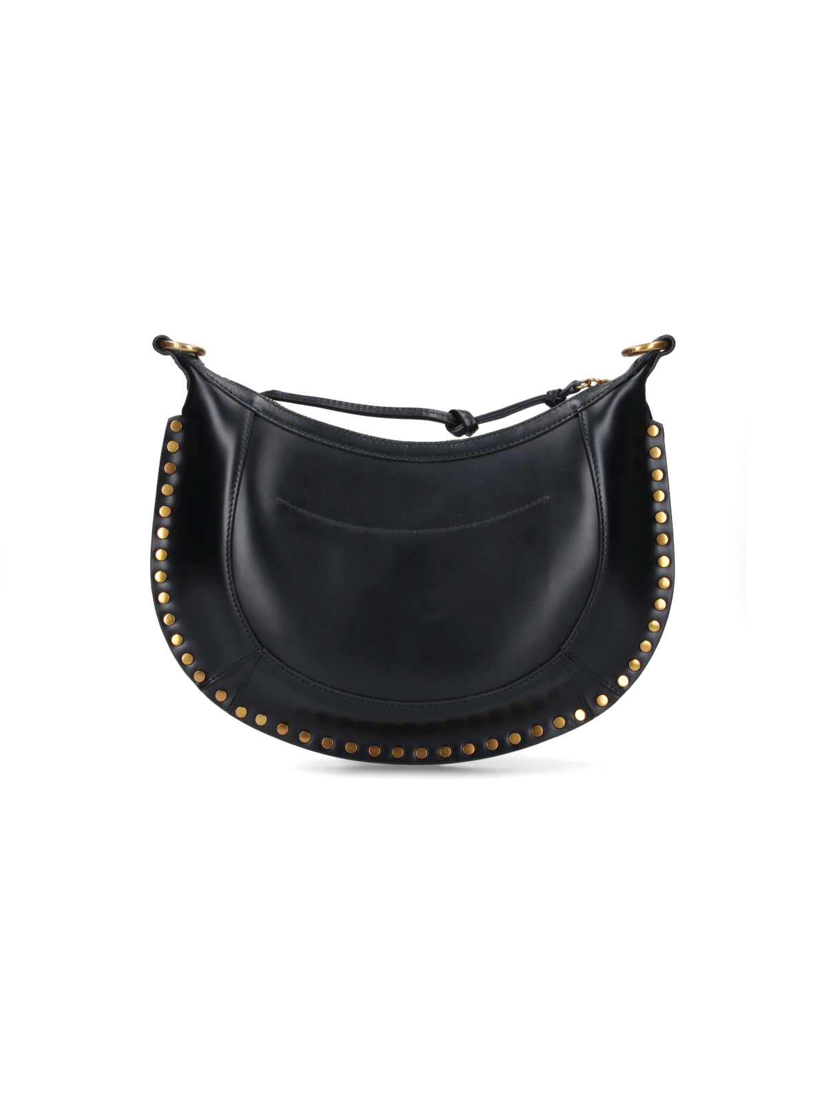 Crescent-Shape Black Leather Shoulder Bag
