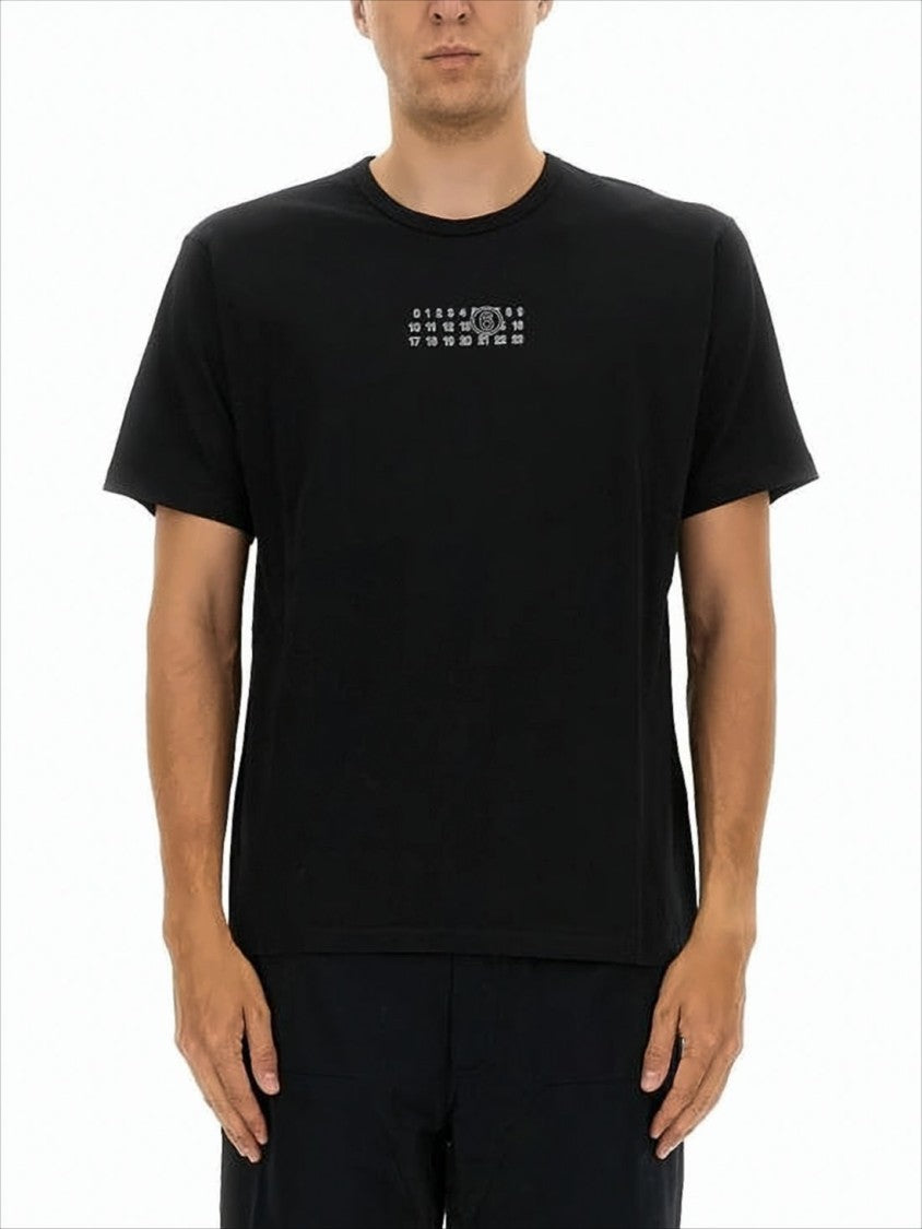 Minimalist Black Cotton T-Shirt with Numeric Logo