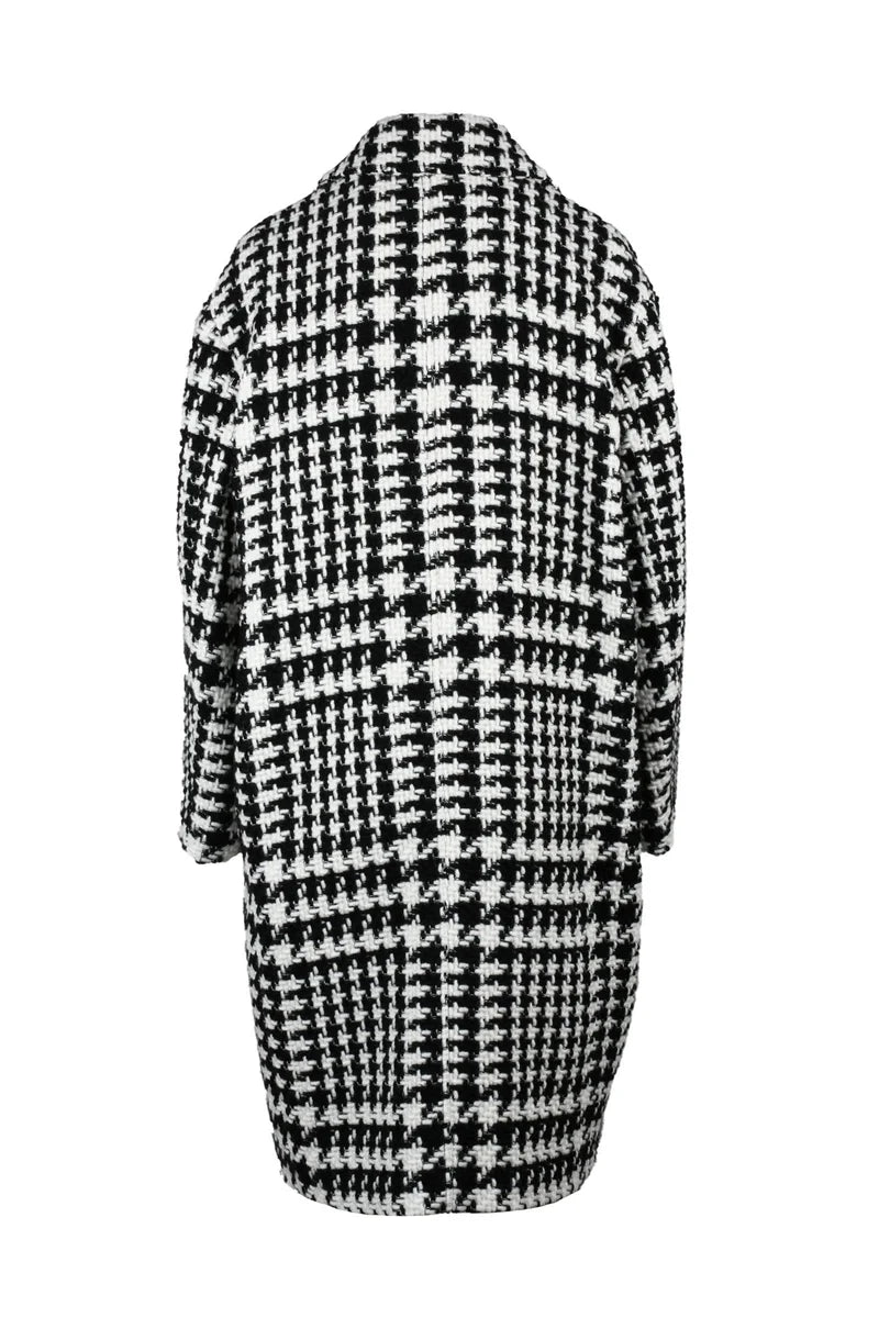 Mixed Fibre Coat - Black/White