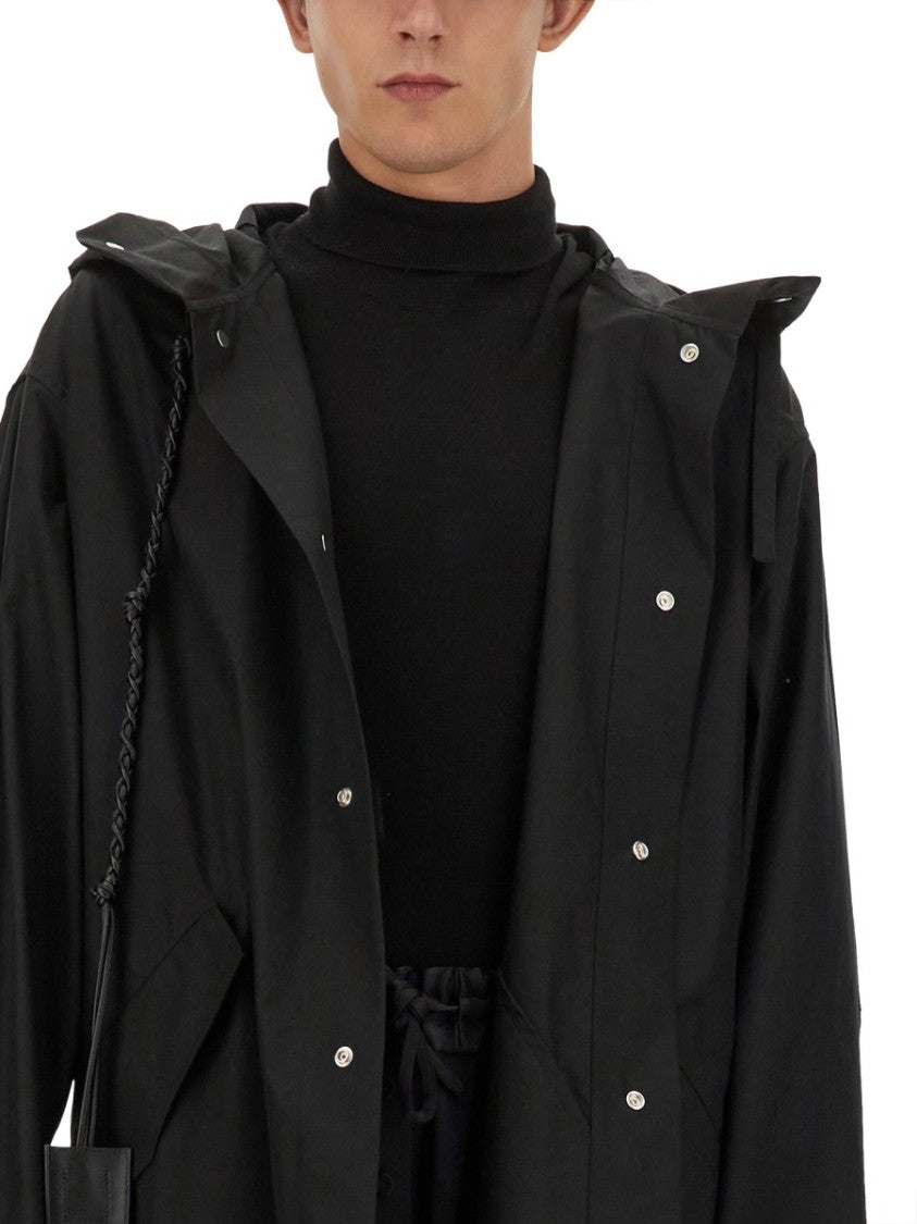 Hooded Black Cotton Parka
