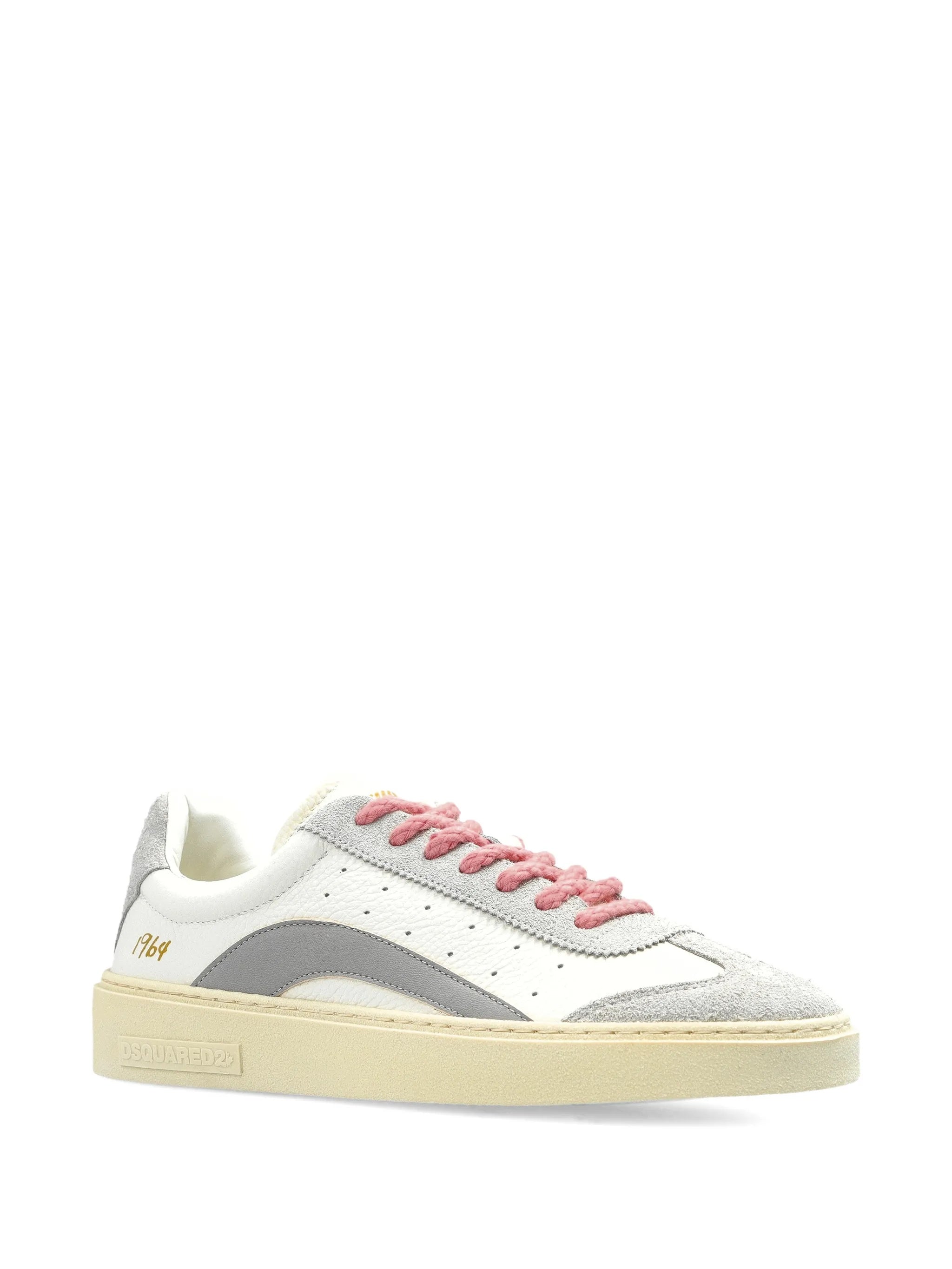 White/Grey Low-Top Suede Texture Sneakers