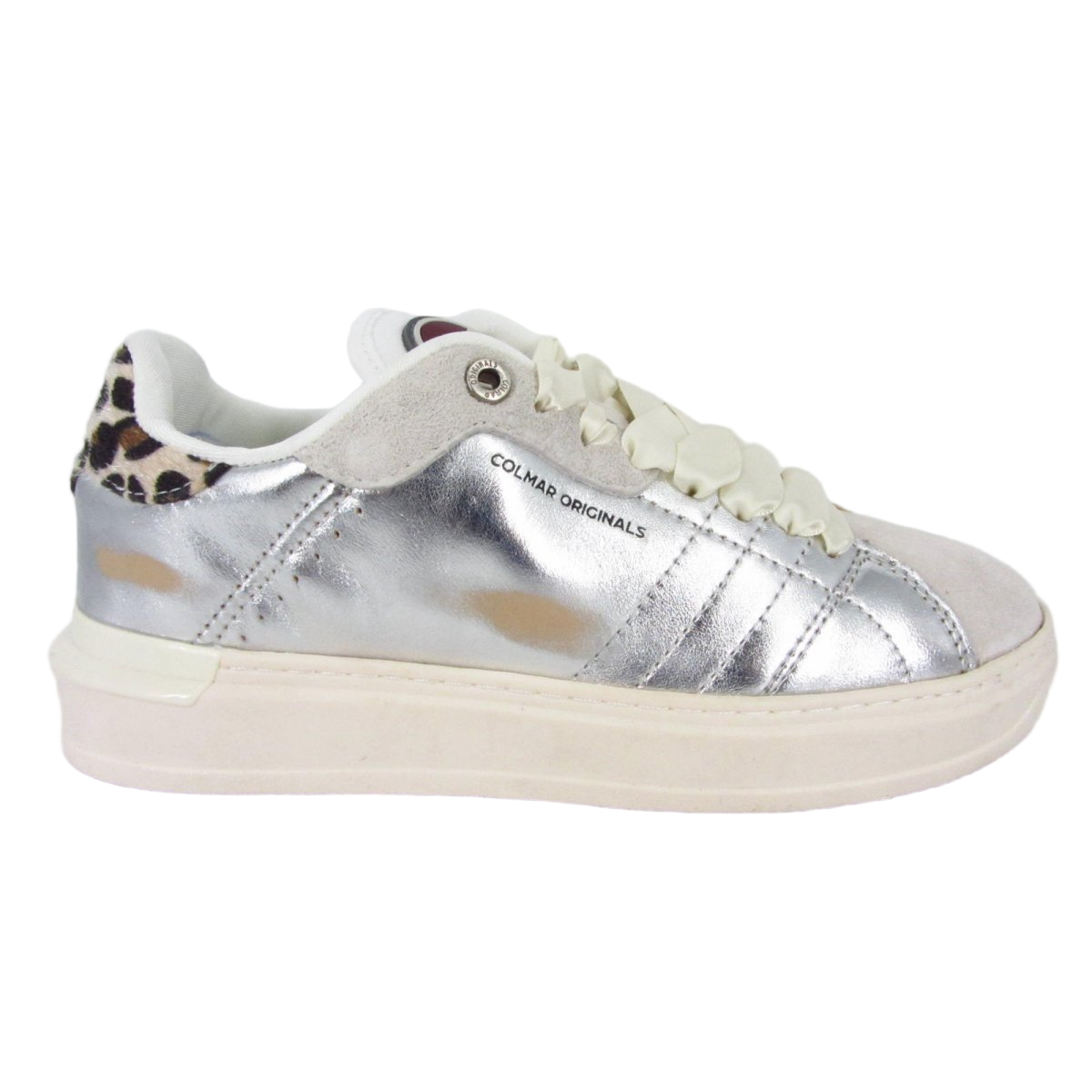 Metallic Silver And Beige Suede Low-Top Shoes