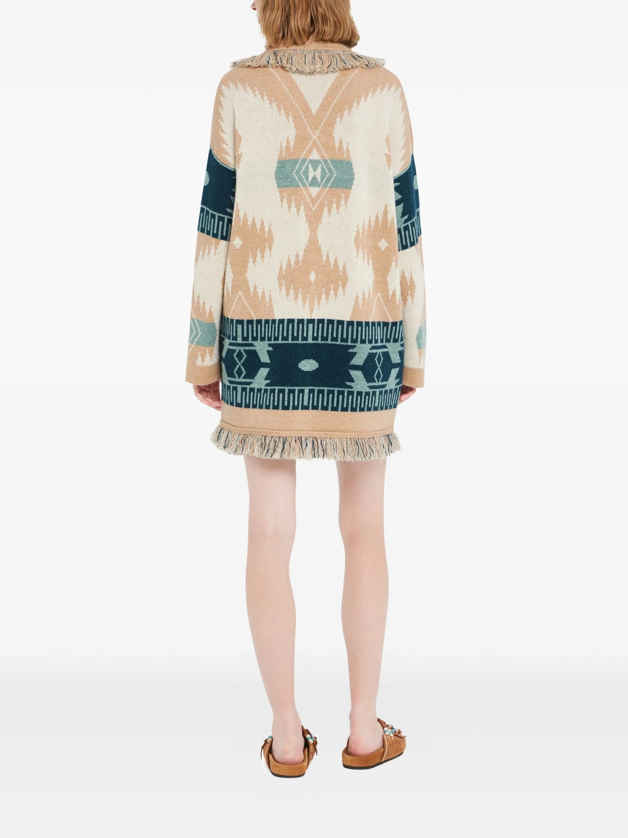 Beige Icon Jacquard Cashmere Cardigan