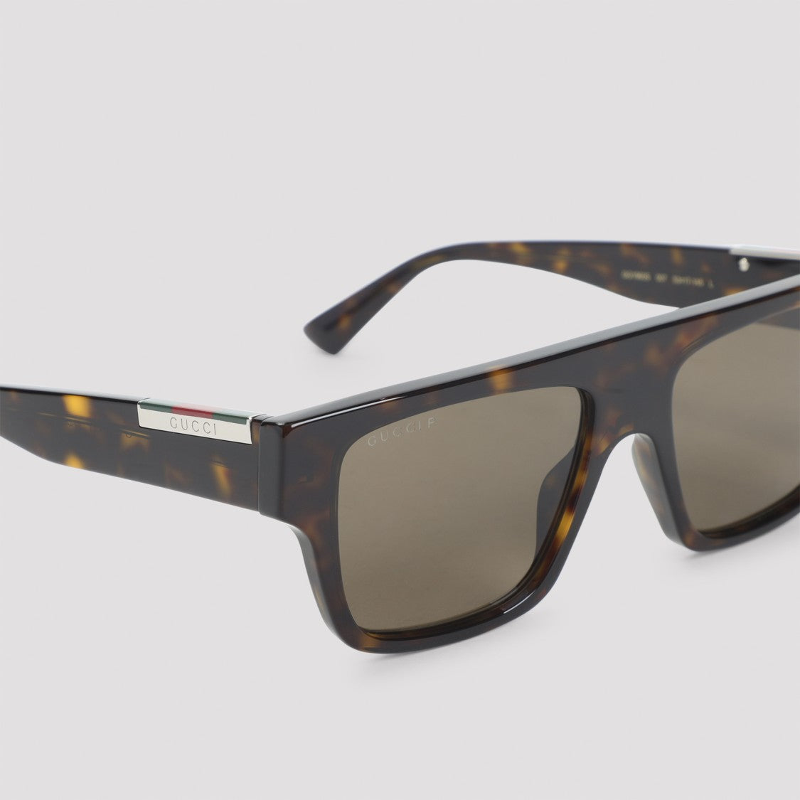 Rectangular Tortoiseshell Acetate Sunglasses With Metallic Accents