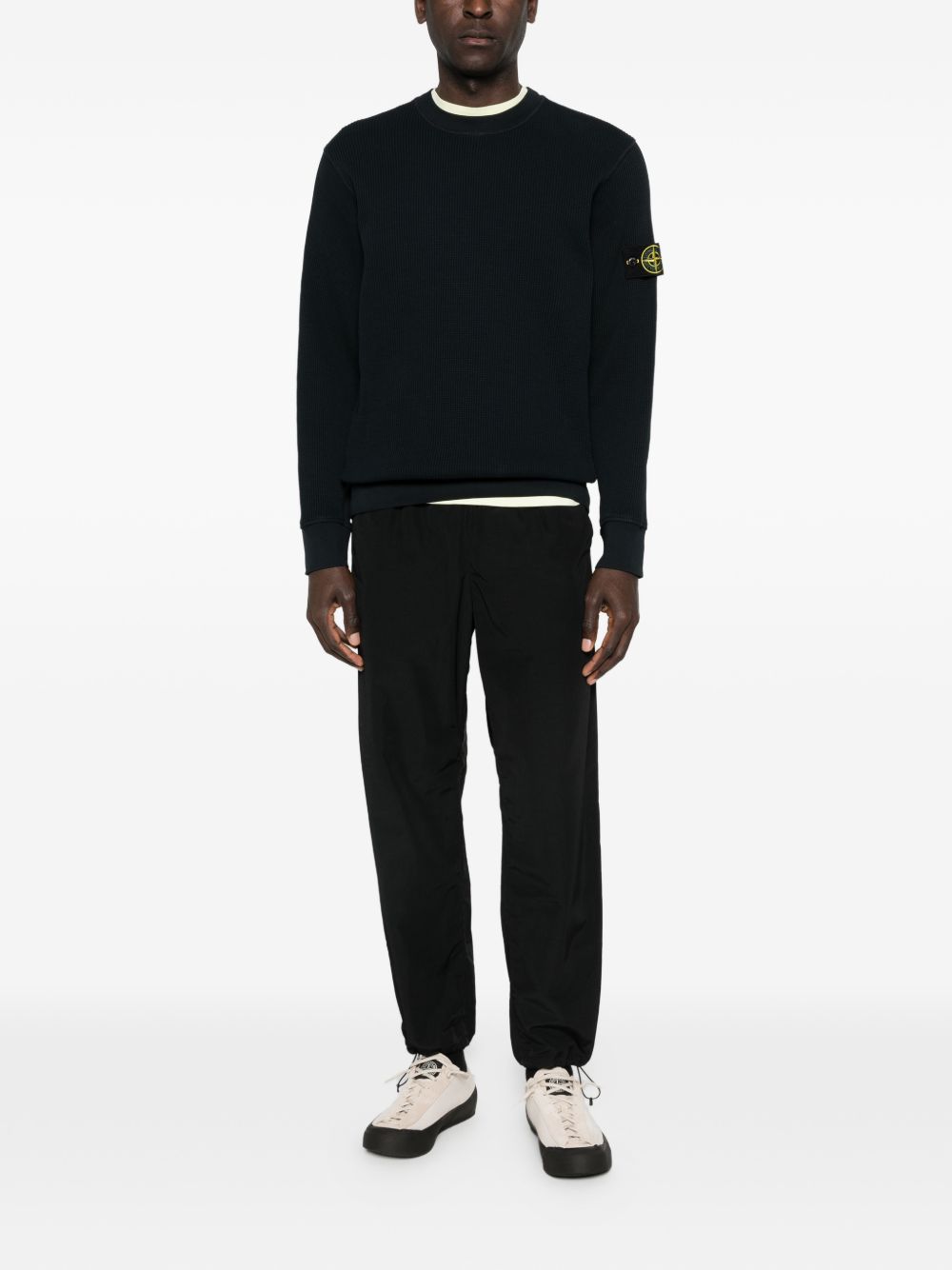 Long Sleeve Ribbed Pullover with Distinctive Patch