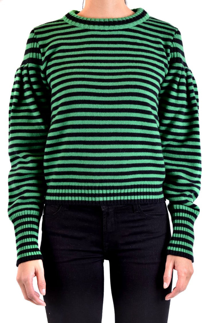 Multicolor Striped Sweater With Puffed Sleeves
