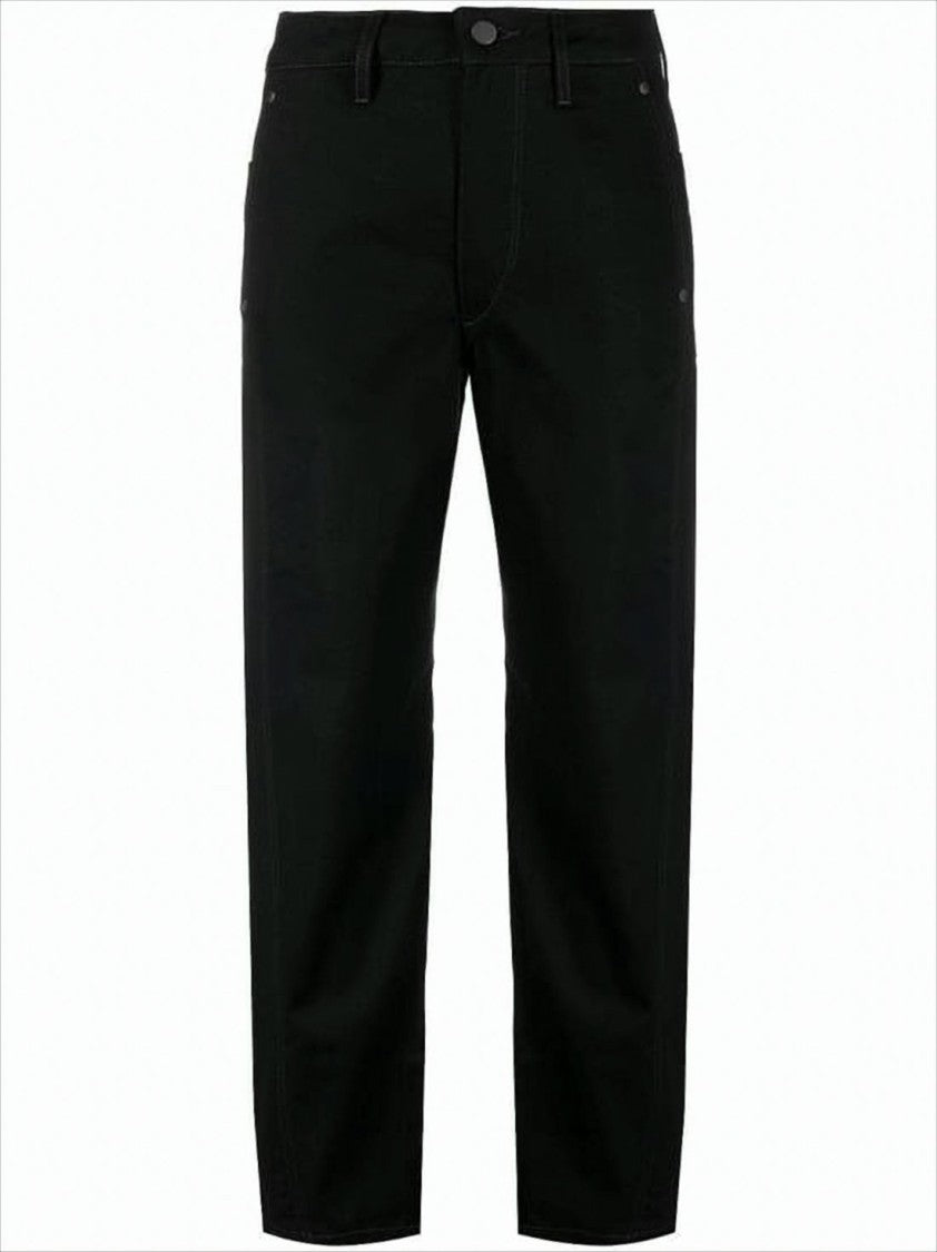High-Waisted Black Denim Pants With Straight-Leg Silhouette