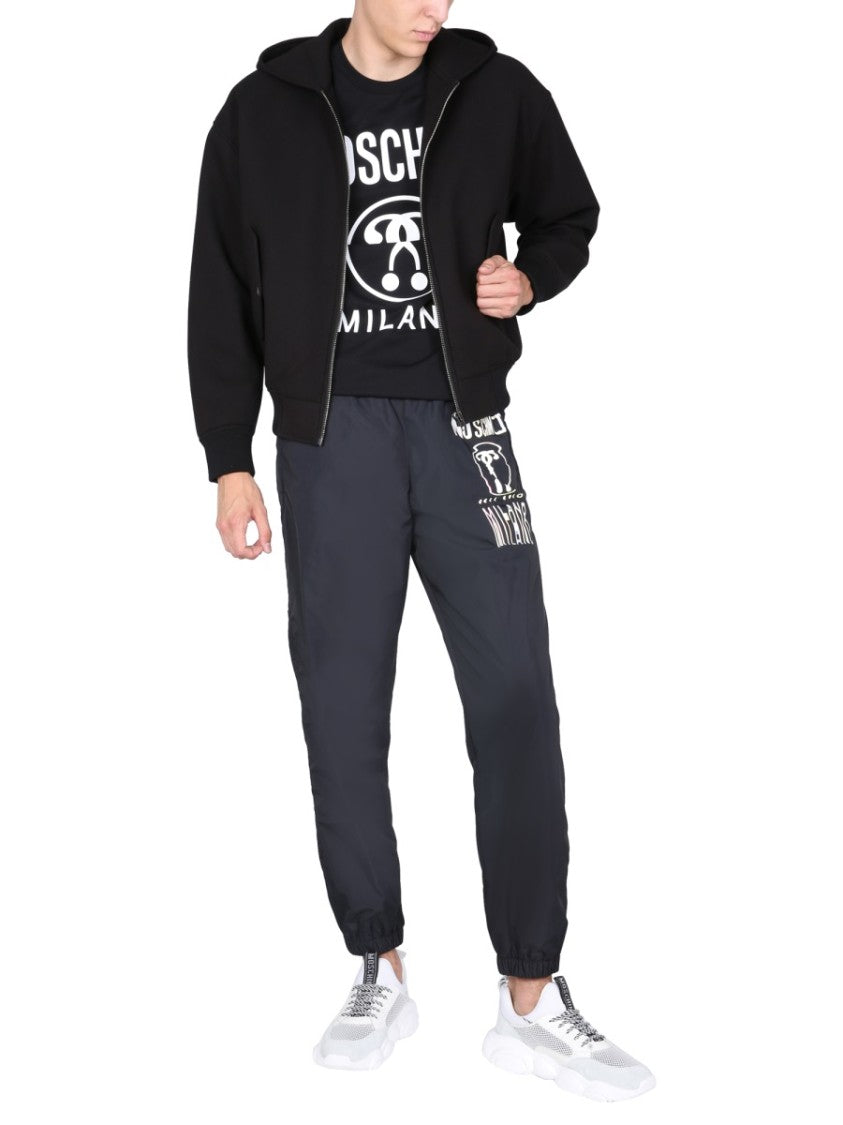 Hooded Jacket With Bold Logo Print
