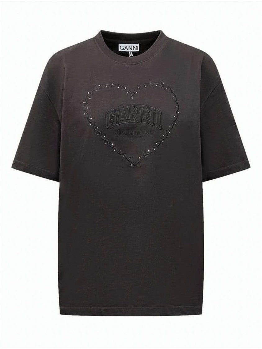 Relaxed-Fit Short-Sleeved T-Shirt with Heart Design