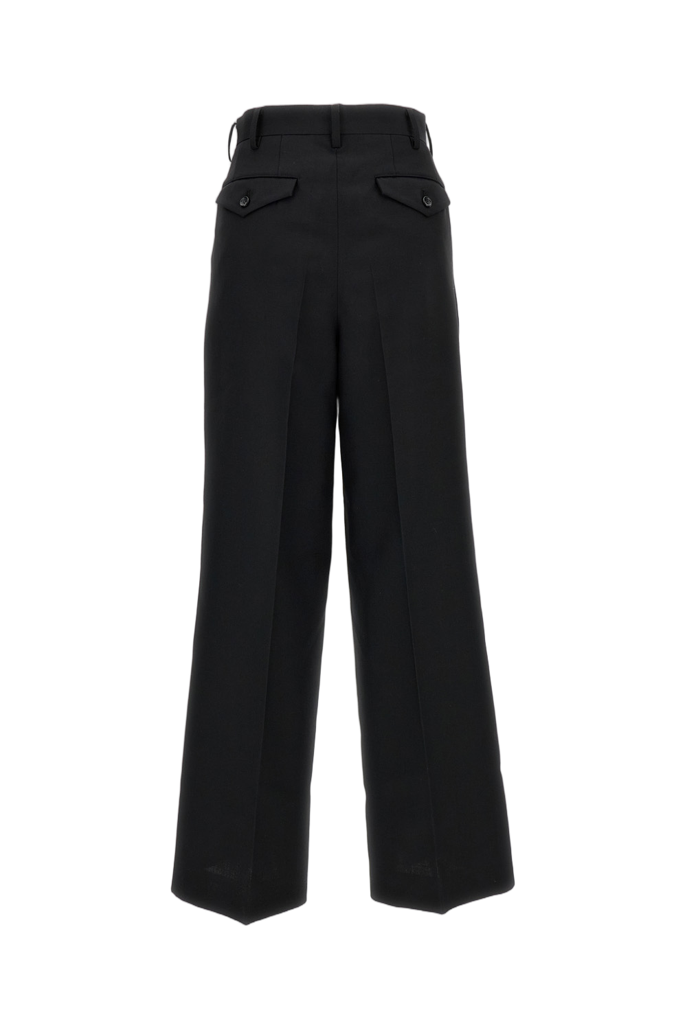 High-Rise Wide-Leg Wool Trousers with Pressed Crease
