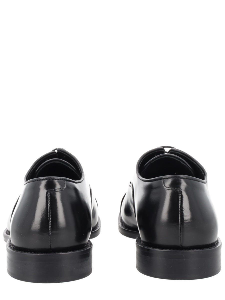 Black Polished Leather Cap Toe Loafers