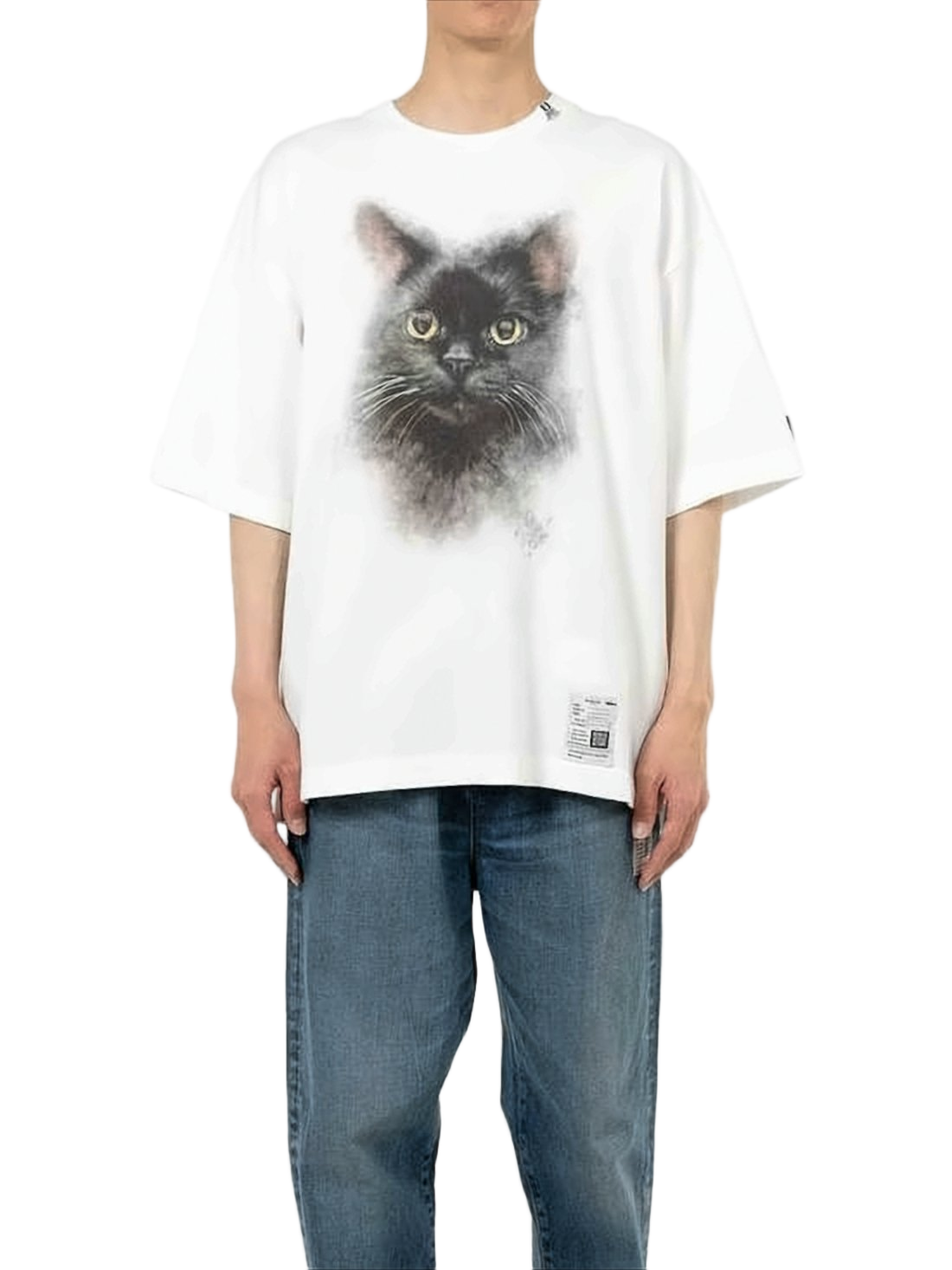 Loose Fit Short-Sleeve T-Shirt with Cat Graphic