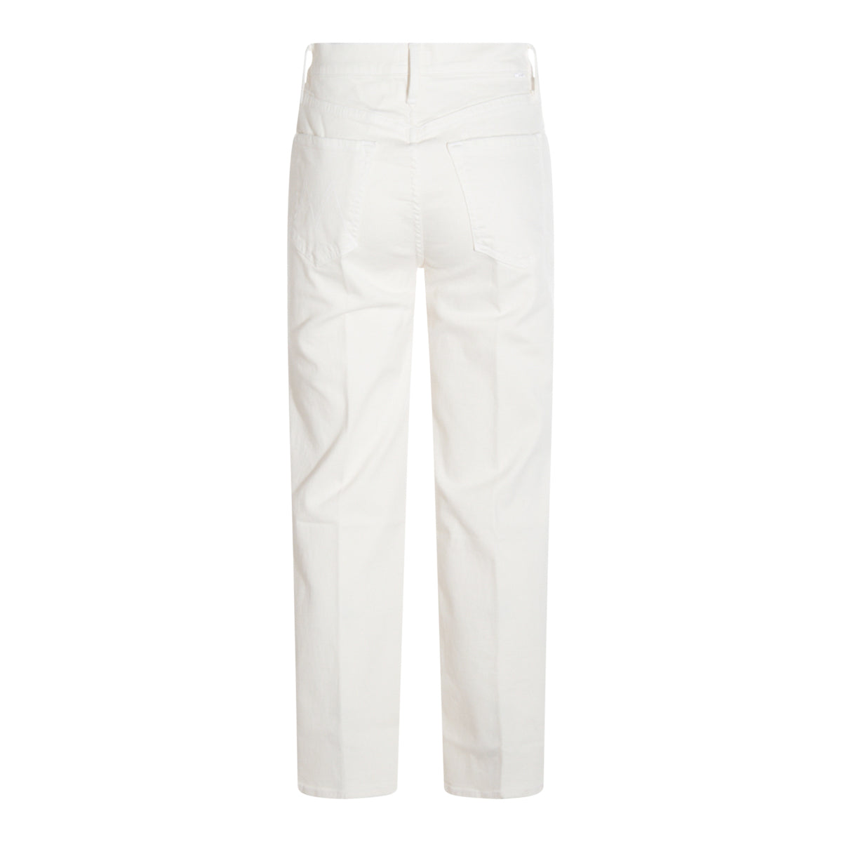 High-Waisted White Cotton Jeans with Functional Pockets