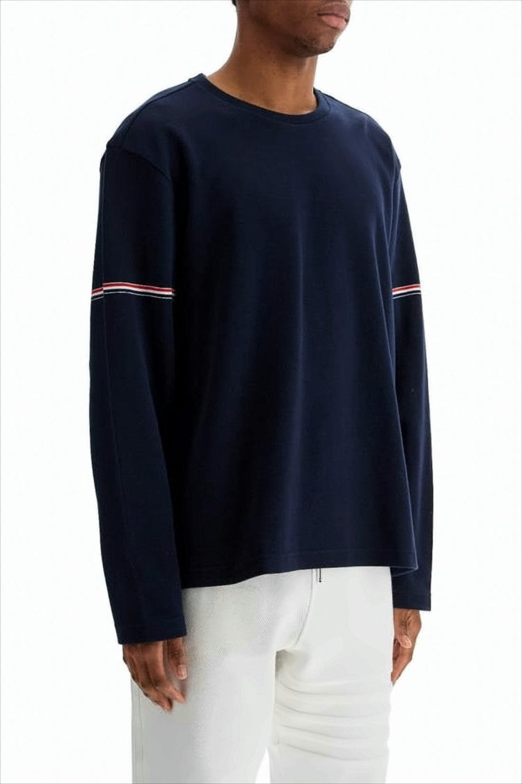 Boxy Cropped Long-Sleeve Shirt with Striped Details