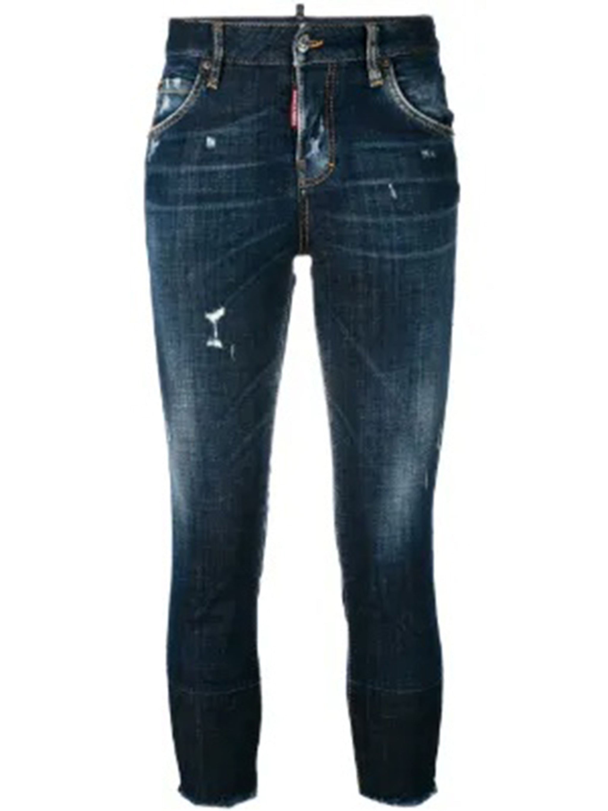 Slim Fit Dark Blue Distressed Jeans
