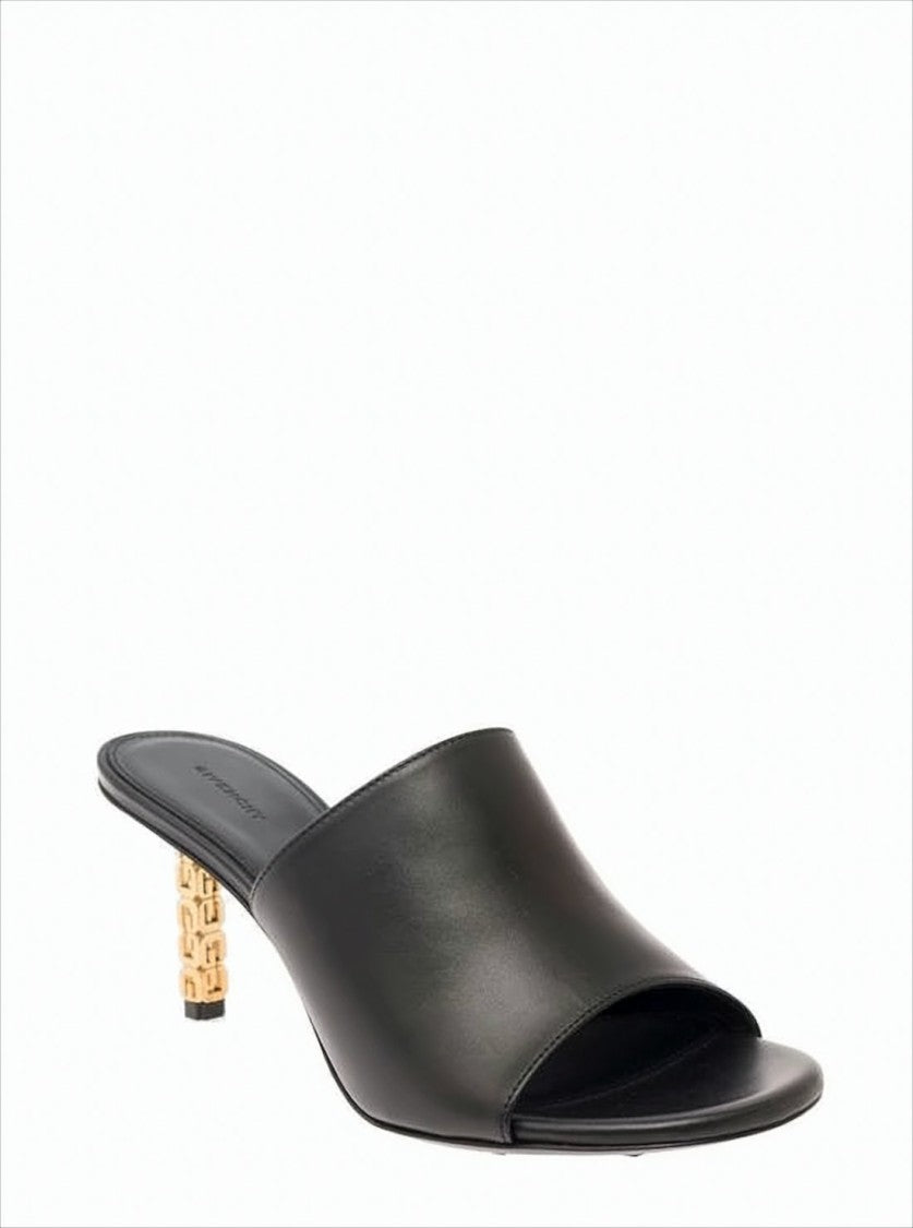 Mule-Style Pump with Geometric Gold-Tone Heel