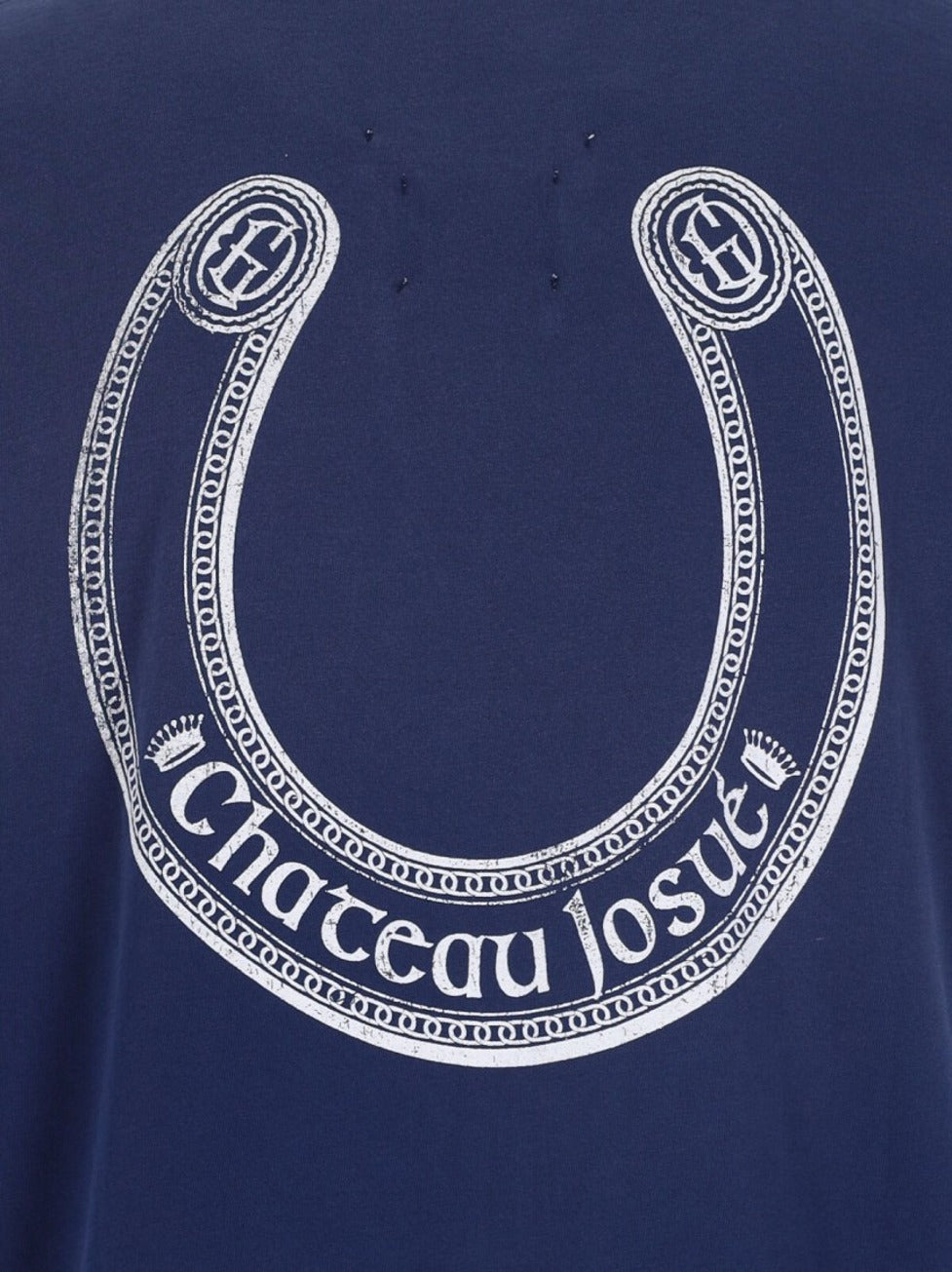 Vintage-Style Blue Cotton T-Shirt With Contrast Logos