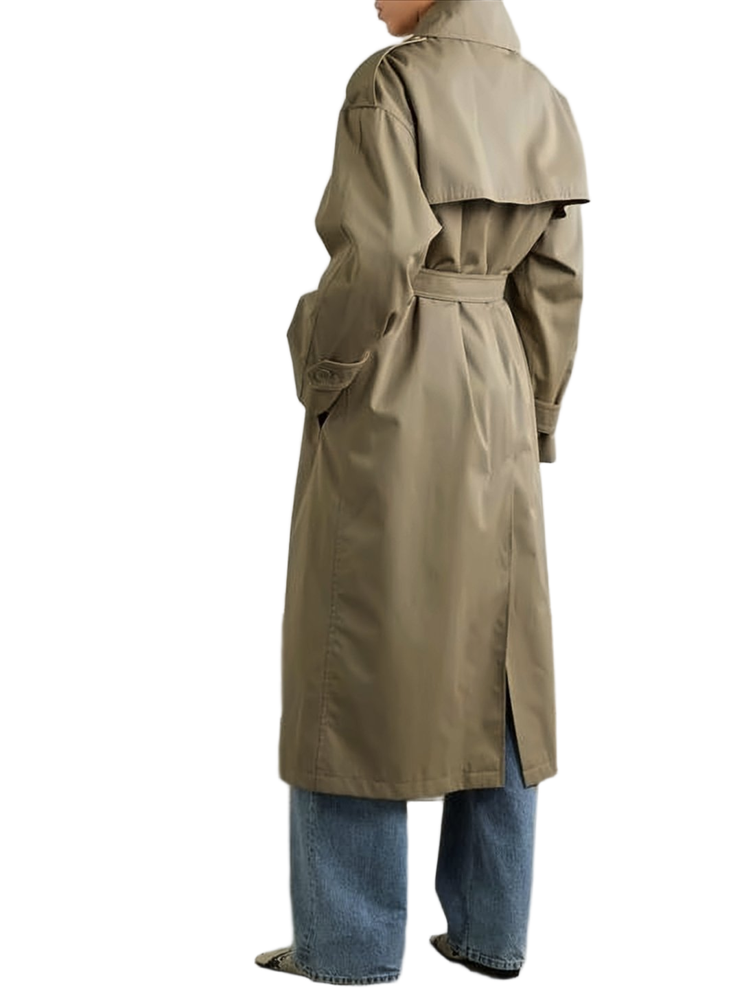 Double-Breasted Long Trench Coat