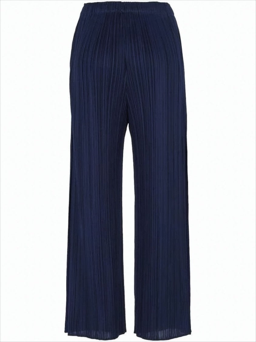 Wide-Leg Pleated Trousers with Elastic Waistband