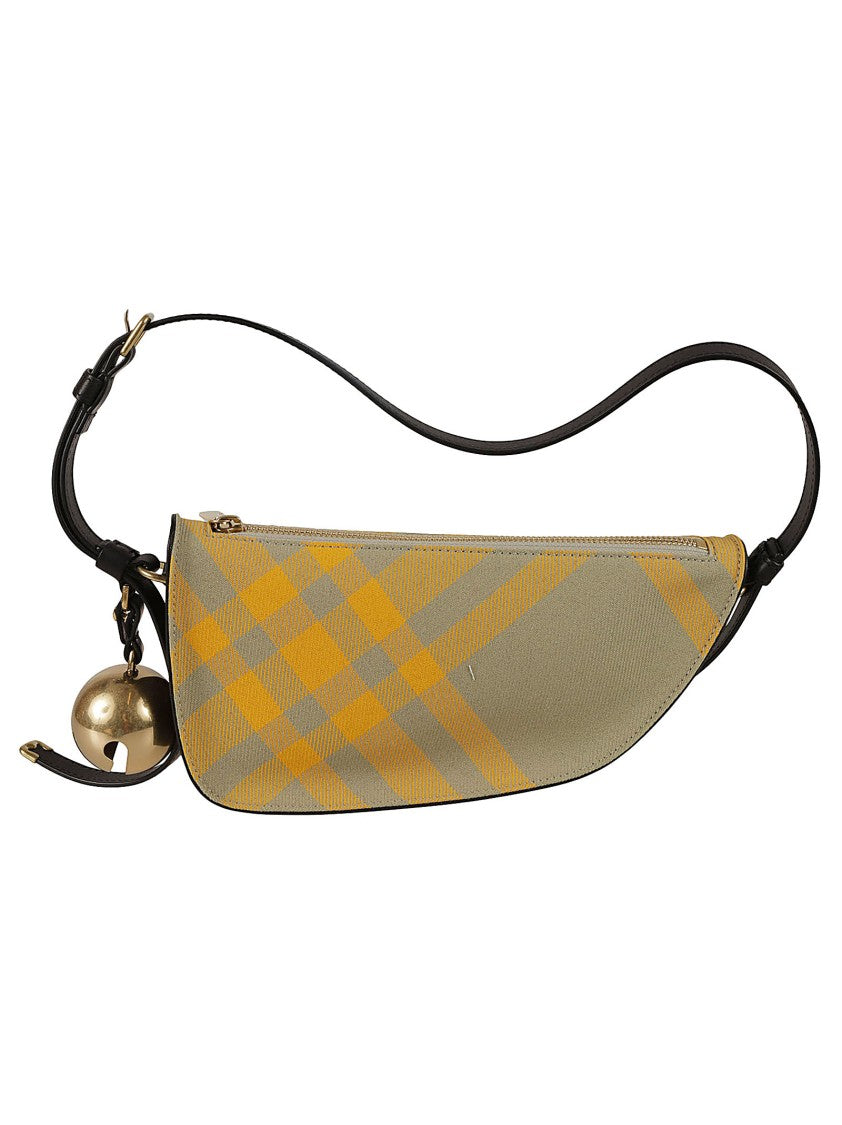 Asymmetrical Plaid Burberry Bag With Metallic Charm