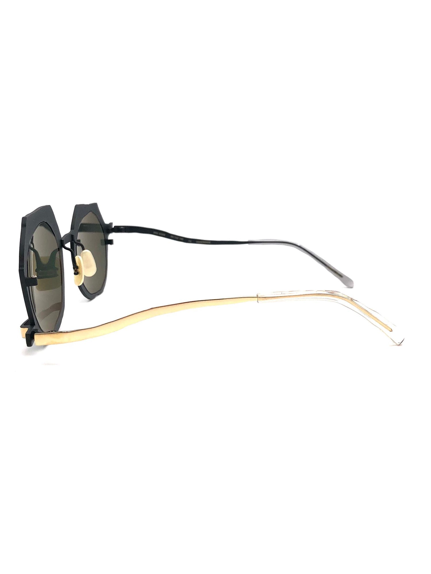 Octagonal Frame Sunglasses with Gold Accents