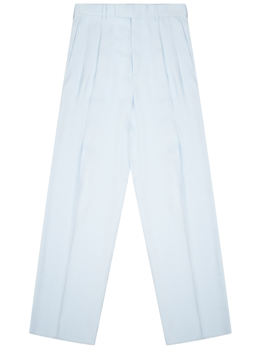 Silk Blend Tailored Pants With Front Pleats