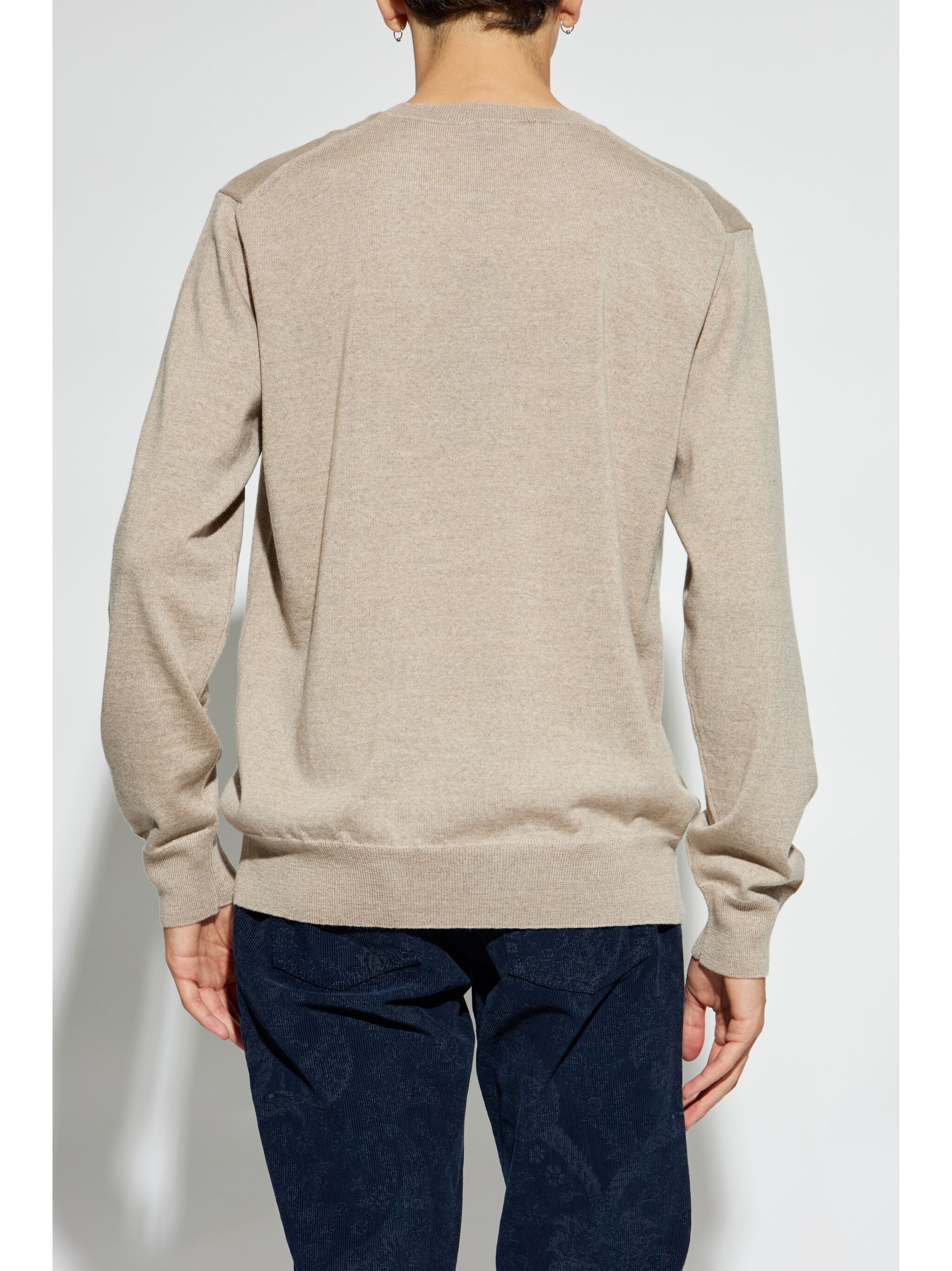 Crew Neck Neutral Beige Wool Sweater