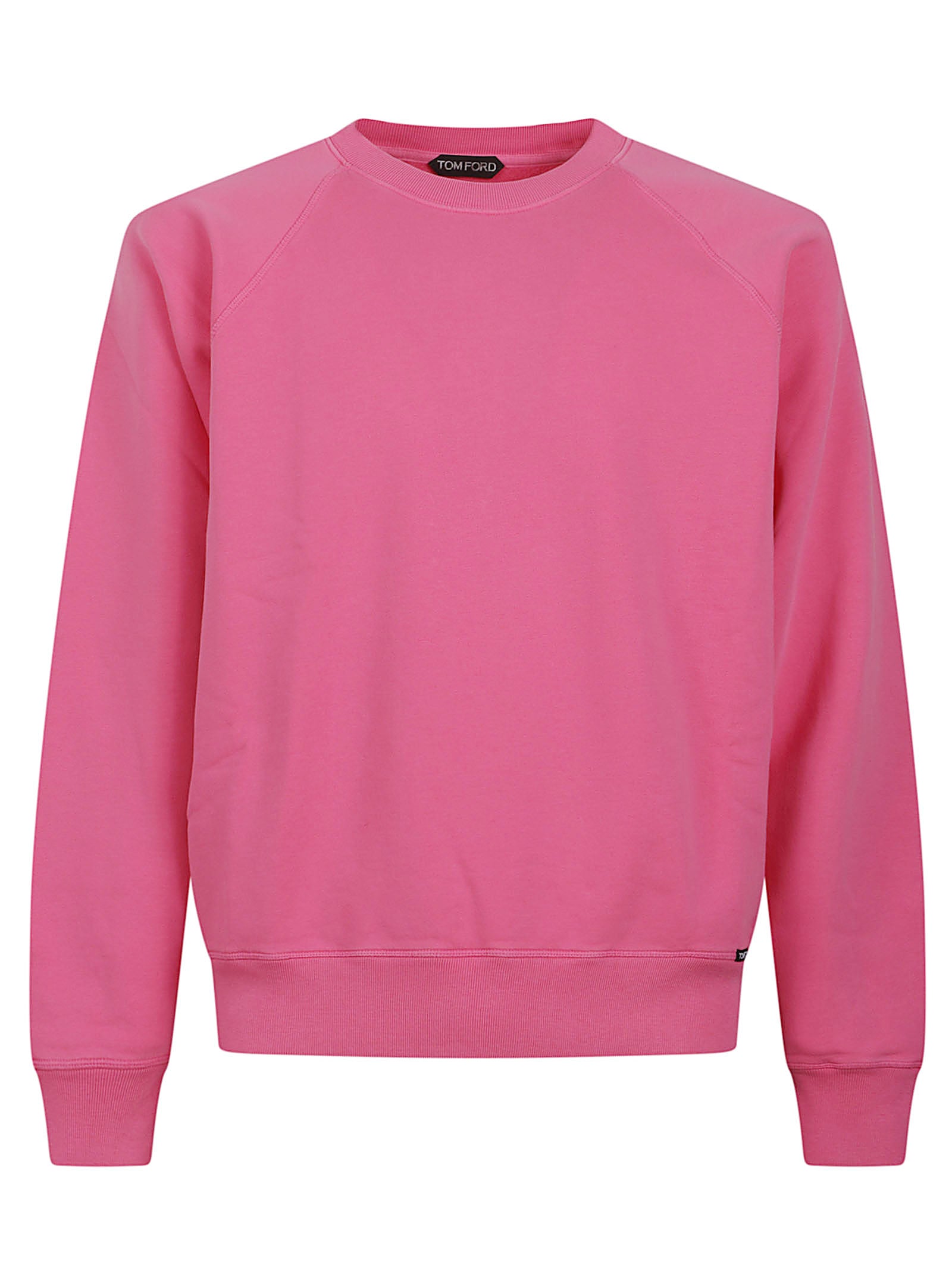 Vibrant Pink Cotton Sweater with Crew Neckline