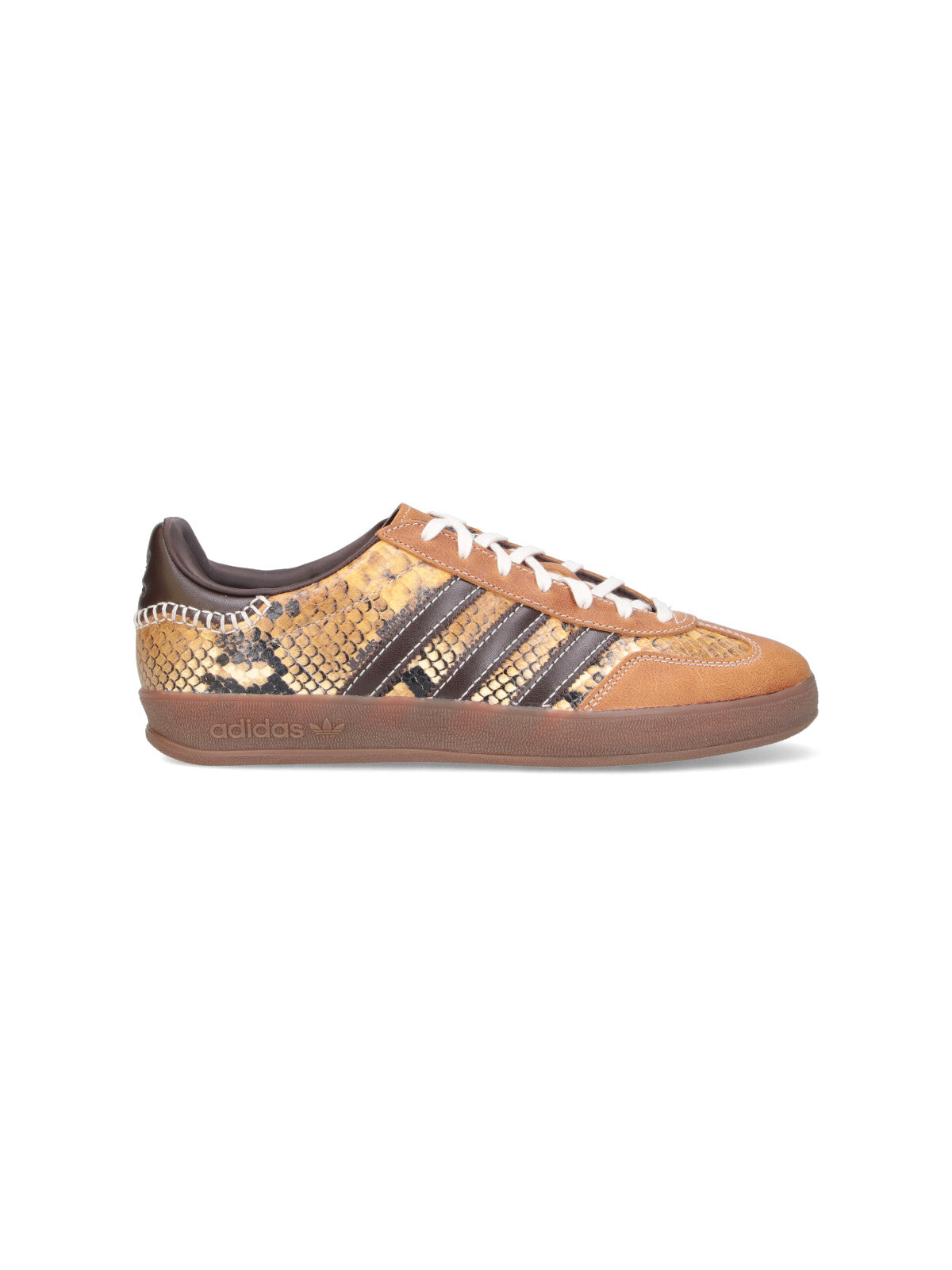 Brown Snakeskin Pattern Low-Top Sneakers