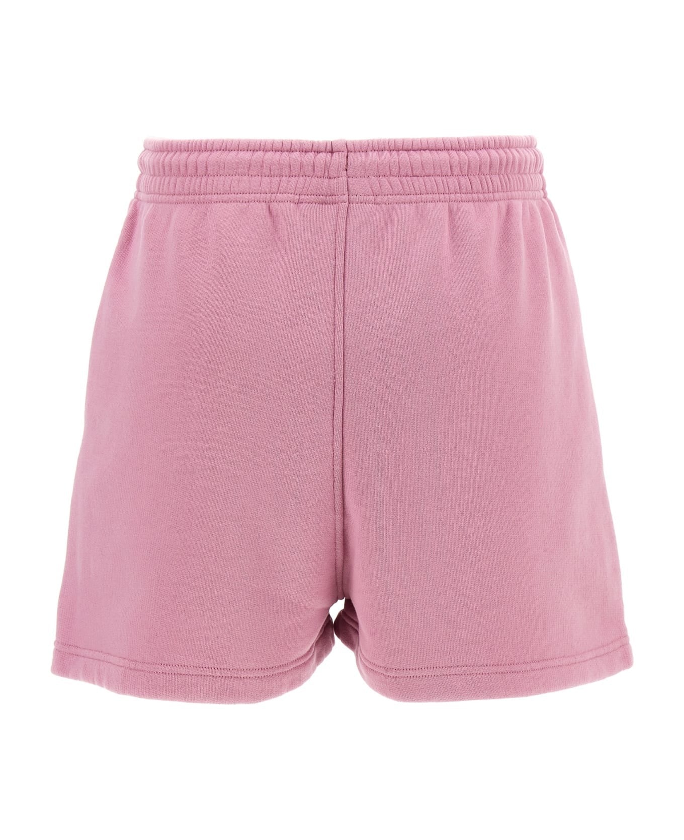 Pastel Pink Shorts With Elastic Waistband And Embroidered Detail