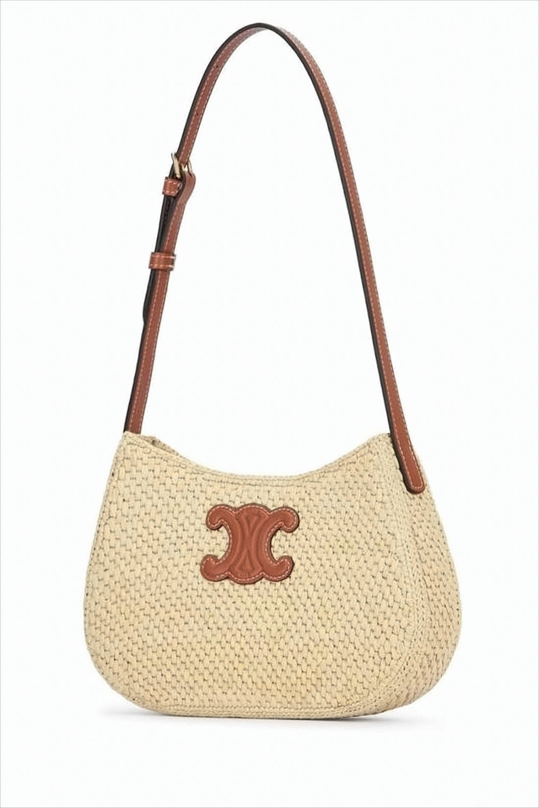 Curved Raffia Shoulder Bag