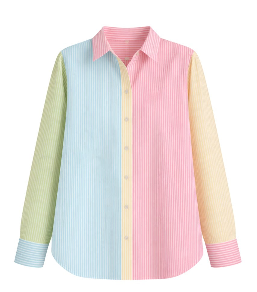 Cristal Seersucker Multicolor Striped Shirt