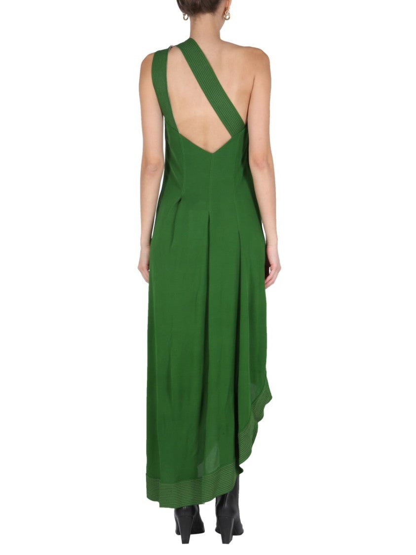 Asymmetrical Green Midi Dress