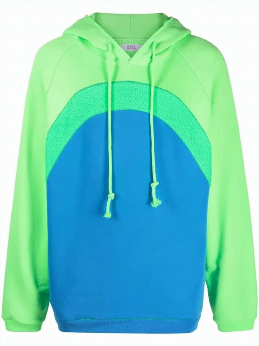 Color-Block Relaxed Fit Hoodie with Textured Detail