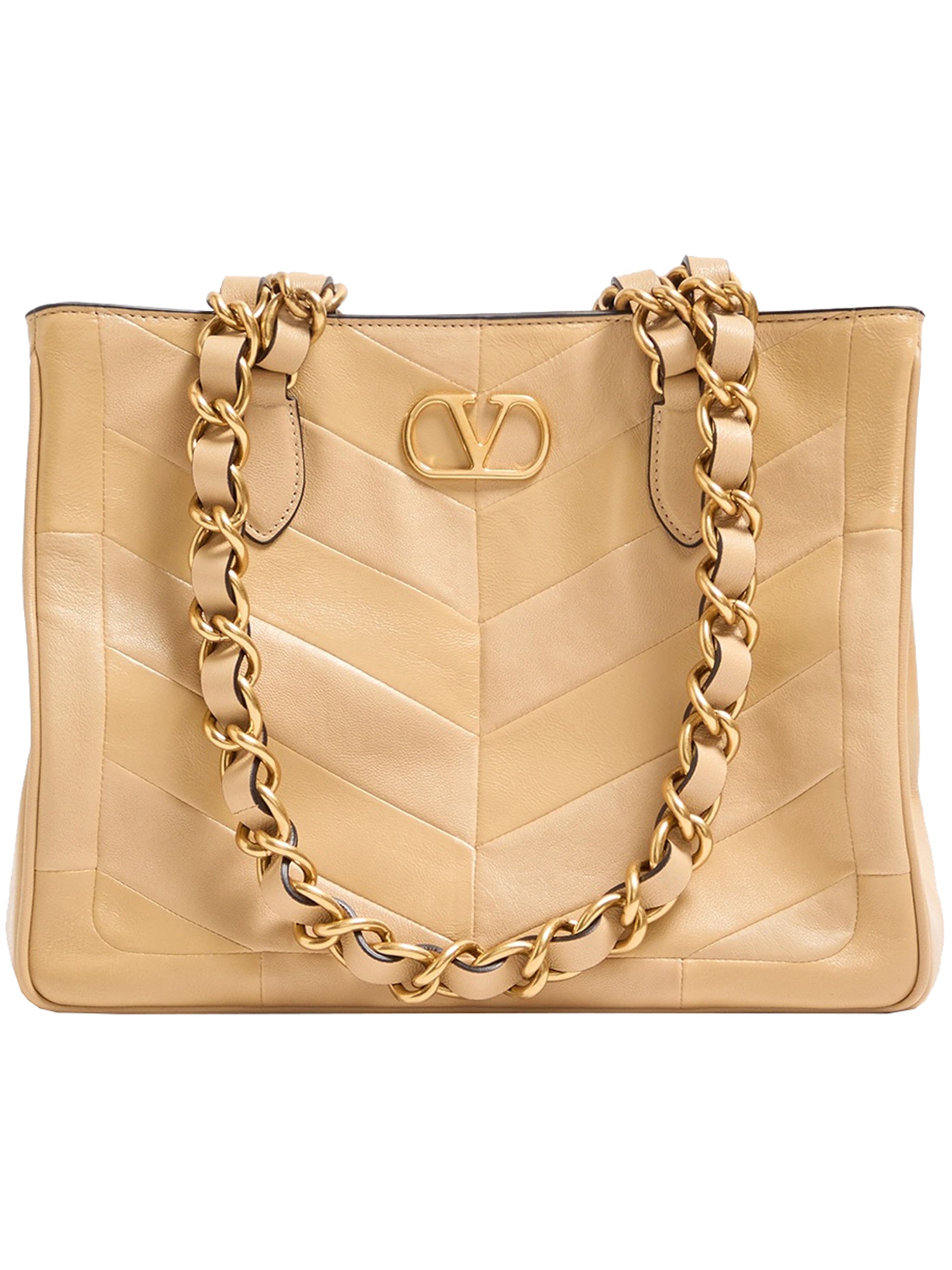 Black Laseine Chevron Quilted Nappa Tote