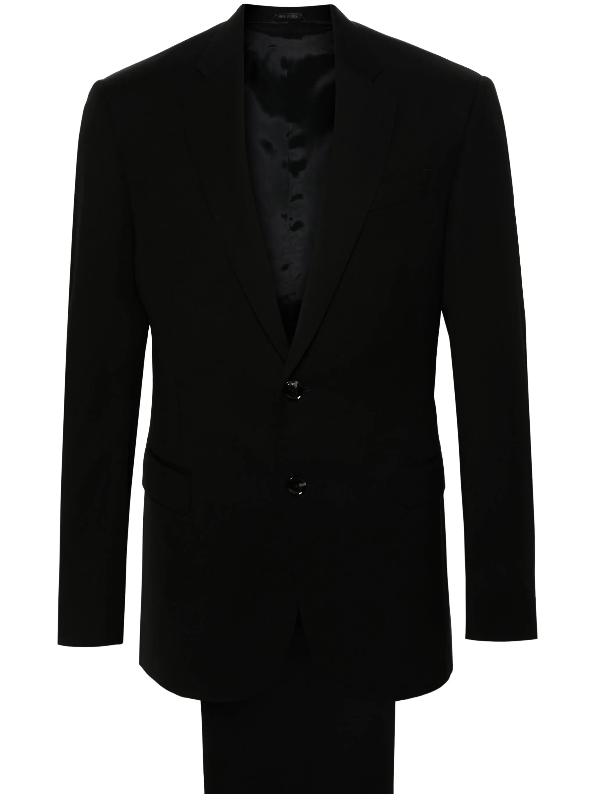 Tailored Black Wool Notch Lapel Suit
