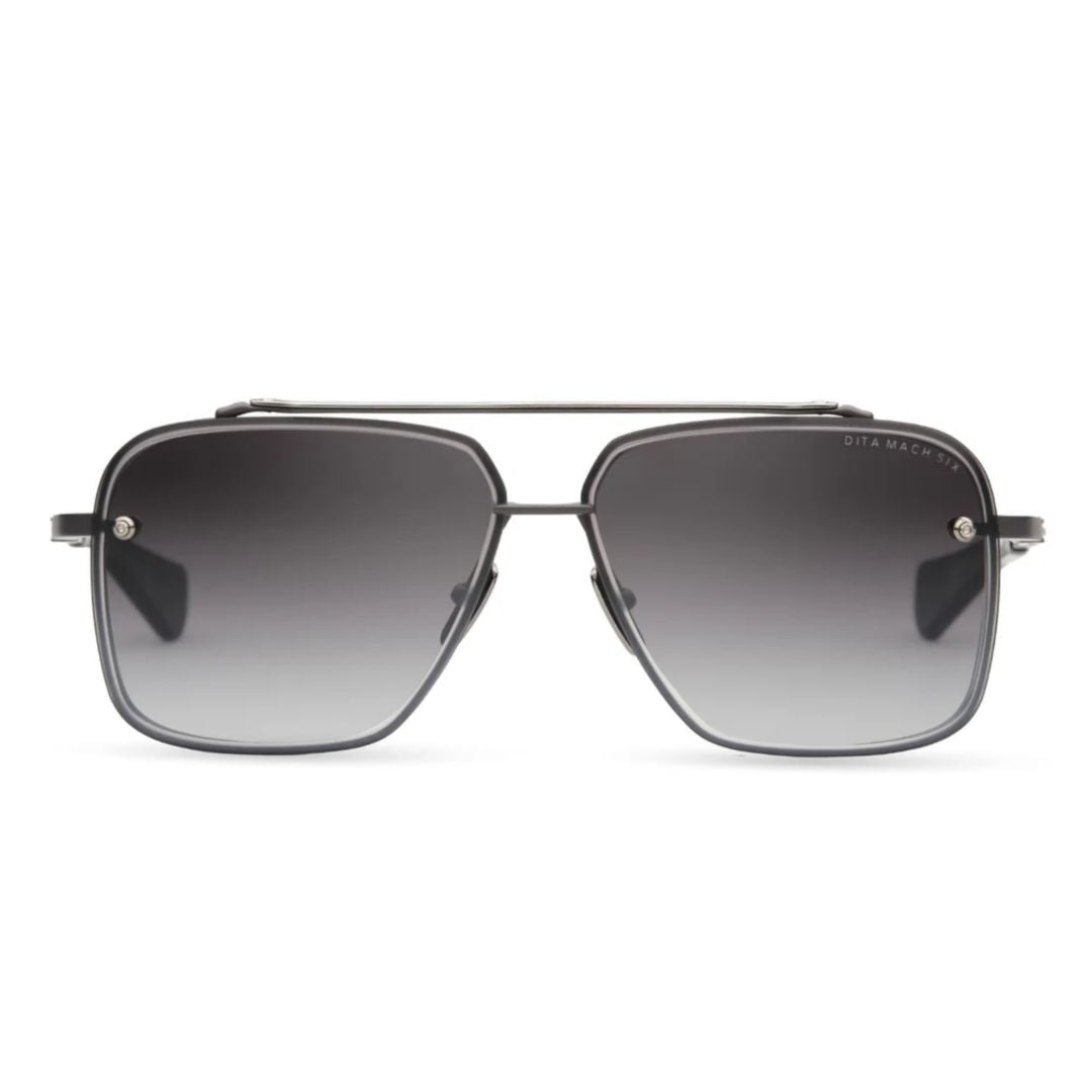 Mach-Six Double Bridge Metal Frame Sunglasses with Gradient Lenses