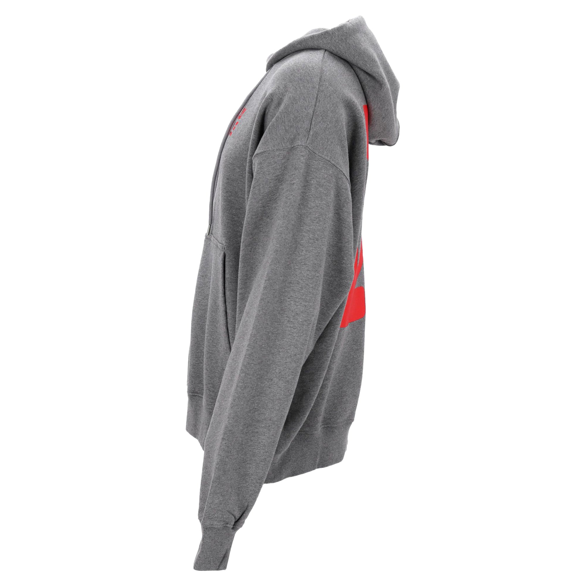Relaxed-Fit Grey Hoodie With Bold Front And Back Prints