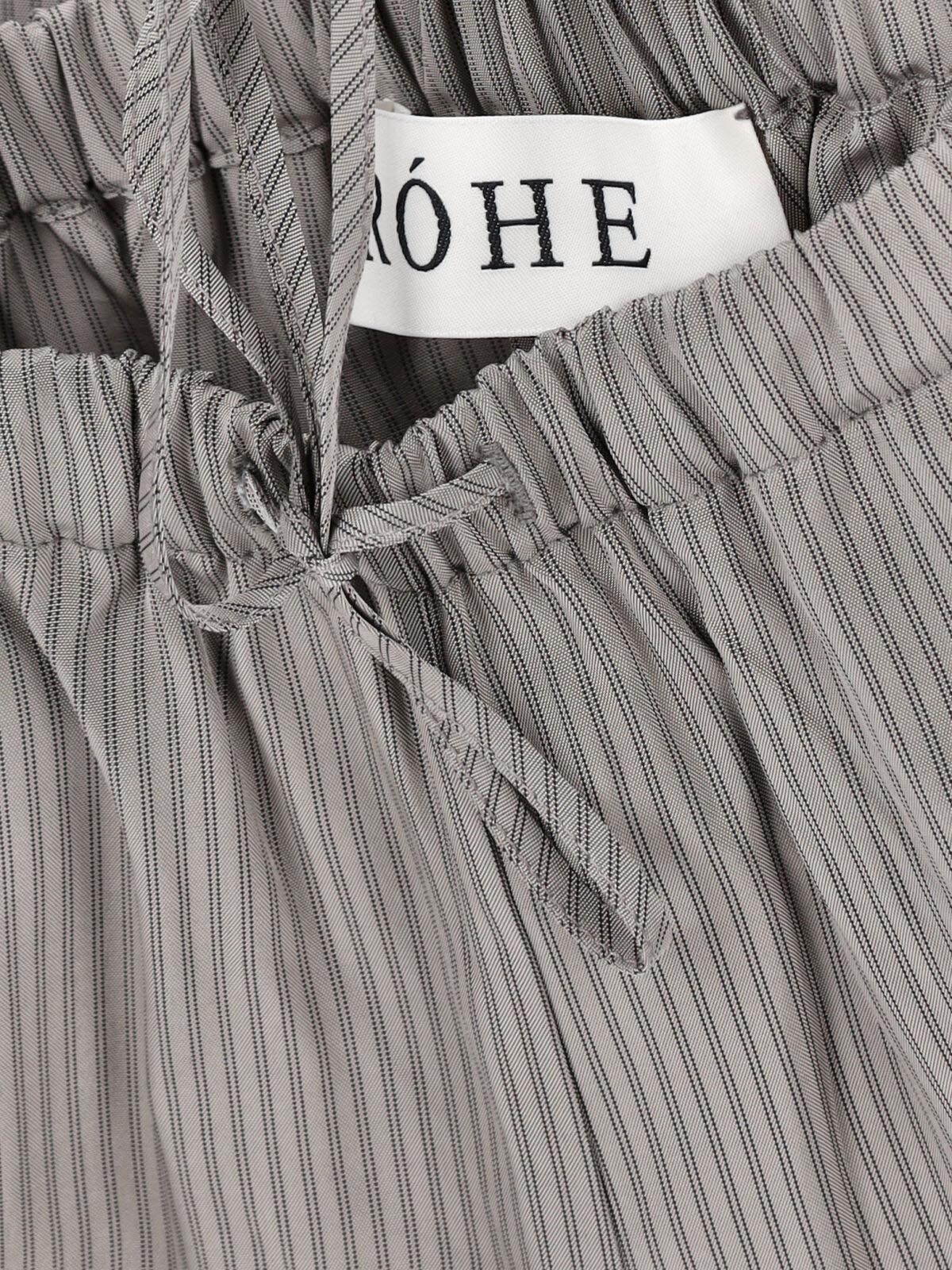 Striped Trousers In Grey Fabric, Medium Waist