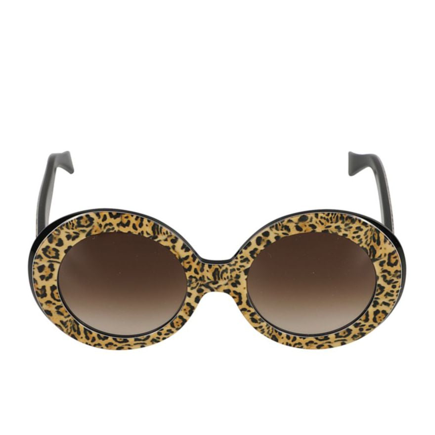 Audrey Bold Leopard Print Round Sunglasses